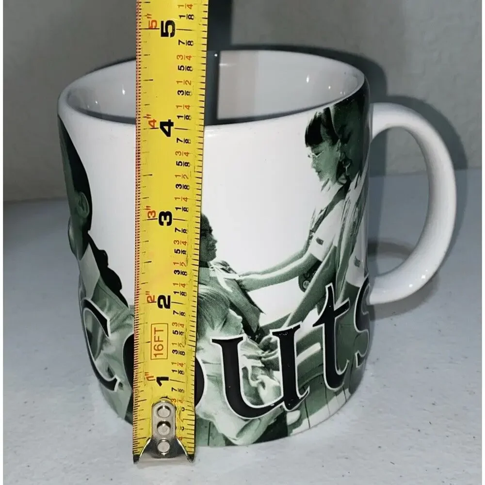 Girl Scouts Since 1912 Large Coffee Mug Tea‎ Cup Green White 2006 Embossed 3D